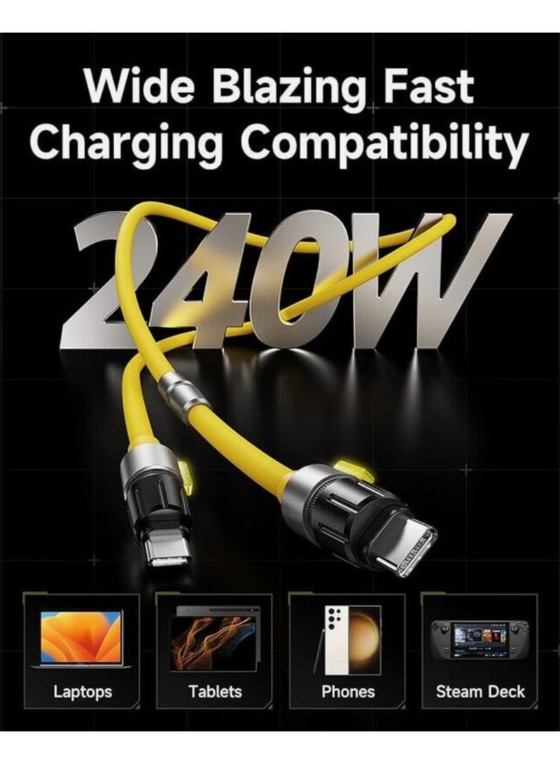 Sharge SL106 240W USB-C to USB-C Phantom Fast Charging Cable – 1.2 m PD, Ultra-Low Loss, Cyberpunk Design, 480 Mbps Data Sync - Image 2